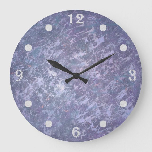 Lavender Purple Abstract | Metallic Brushstroke Large Clock (Front)