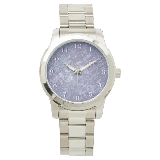 Lavender Purple Abstract | Metallic Brushstroke Watch (Front)