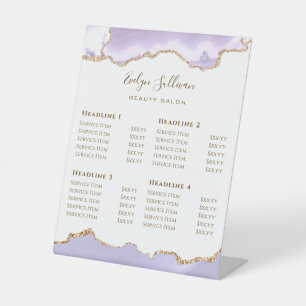 lavender purple Agate Beauty Salon Price List Pedestal Sign