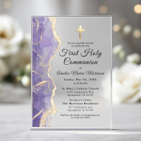 Lavender Purple Agate First Holy Communion Girl