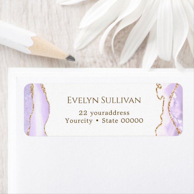 lavender purple agate return address label (Insitu)