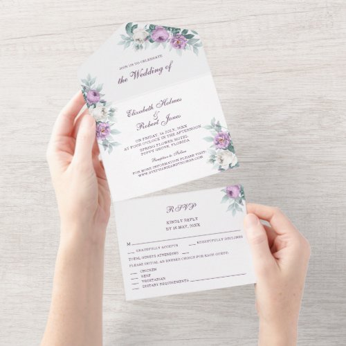 Lavender Purple All in One Wedding Invite