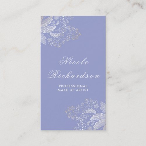 Lavender Purple and Gold Foliage Elegant Beauty Business Card - Lavender purple elegant and modern foliage gold effect beauty and style business cards