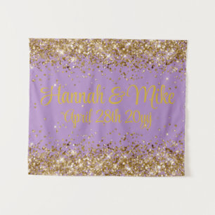 Lavender Purple and Gold Wedding Photo Booth Prop Tapestry