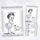 Lavender Purple and Gray Baby Girl Shower Invitation
