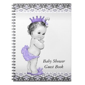 Lavender Purple And Gray Baby Shower Guest Book by The_Vintage_Boutique at Zazzle