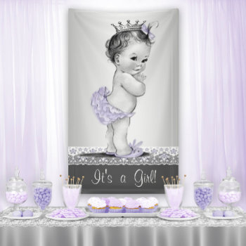 Lavender Purple And Silver Vintage Baby Shower Banner by The_Vintage_Boutique at Zazzle