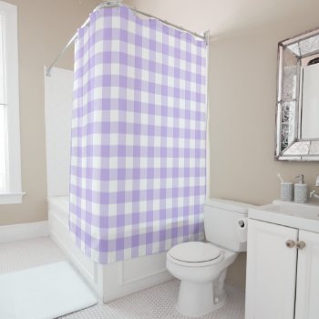 Lavender Purple And White Buffalo Check Shower Curtain by angela65 at Zazzle