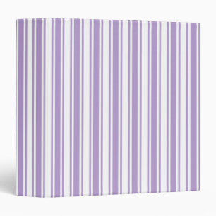 Lavender purple and white candy stripes 3 ring binder
