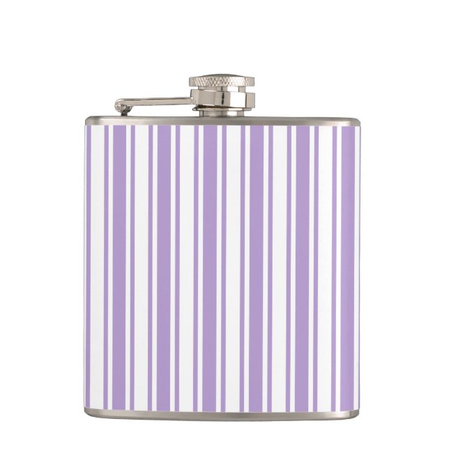 Lavender purple and white candy stripes flask (Front)