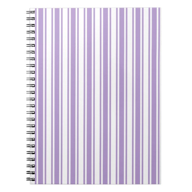 Lavender purple and white candy stripes notebook (Front)