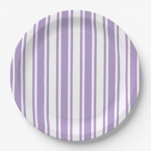 Lavender purple and white candy stripes paper plates