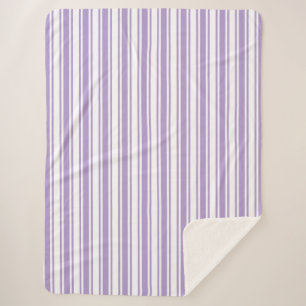 Lavender purple and white candy stripes sherpa blanket