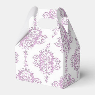 Lavender Purple and White Damask Pattern Favor Boxes