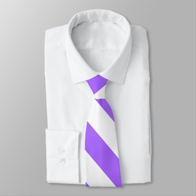 Lavender Purple and White Striped Necktie (Tied)