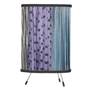 Lavender Purple Aqua Blue Black White Vintage Boho Tripod Lamp