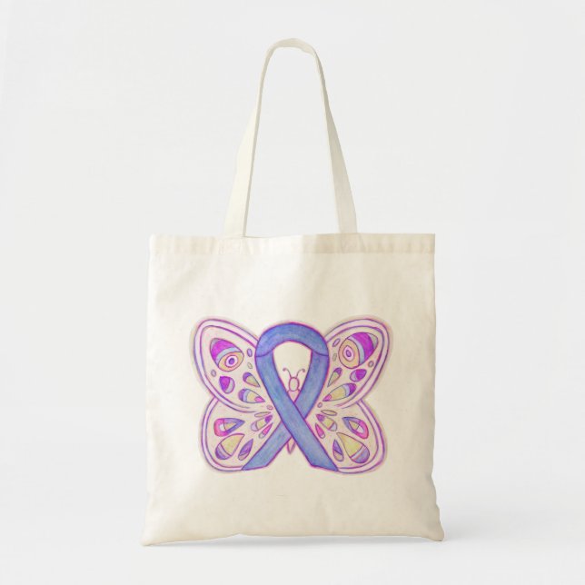 Lavender Purple Awareness Ribbon Custom Tote Bag (Front)