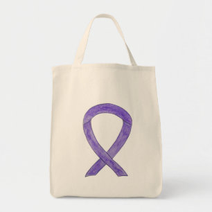 Lavender Purple Awareness Ribbon Custom Tote Bag
