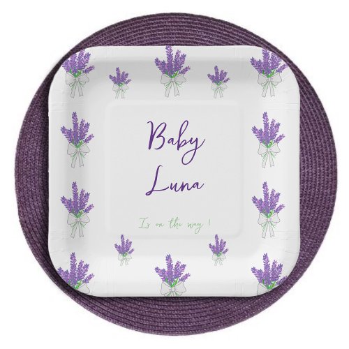 Lavender Purple Baby Shower Paper Plate