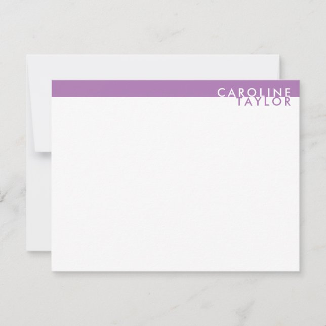Lavender Purple Band Minimalist Stationery Note Card (Front)