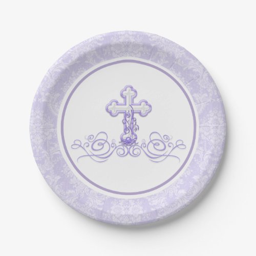 Lavender Purple Baptism Paper Plates