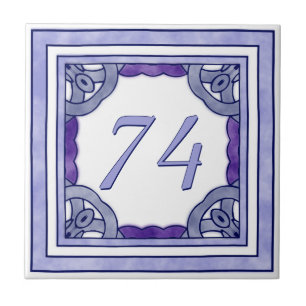 Lavender Purple Big House Number Tile
