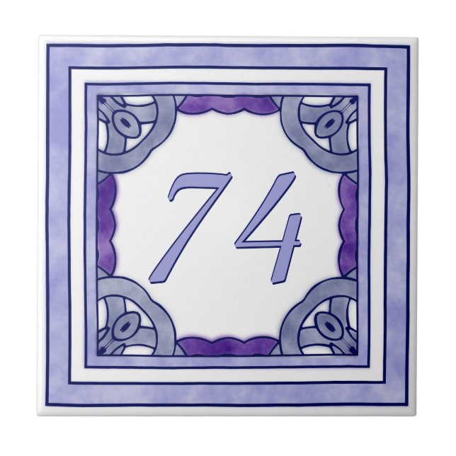 Lavender Purple Big House Number Tile (Front)