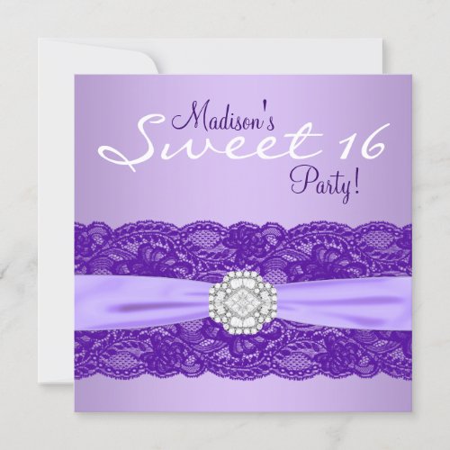 Purple Sweet 16 Birthday Party Invitation