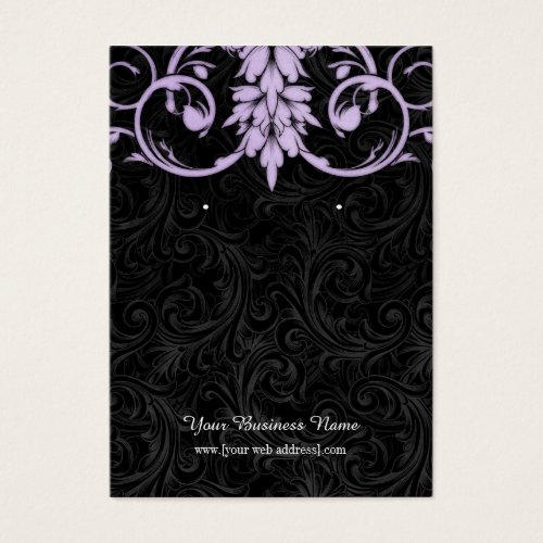 Lavender Purple Black Vintage Custom Earring Card