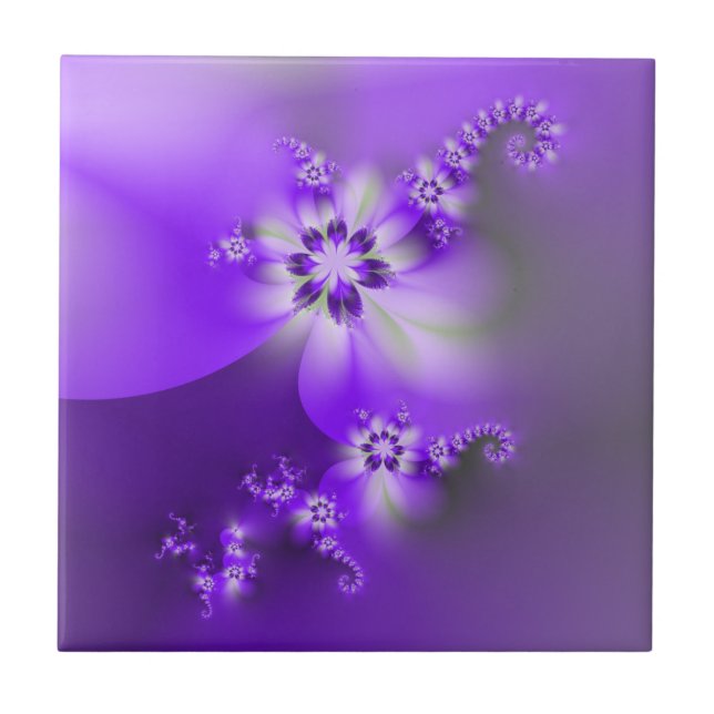 Lavender Purple Blue Violet Orchid Flowers Ceramic Tile (Front)