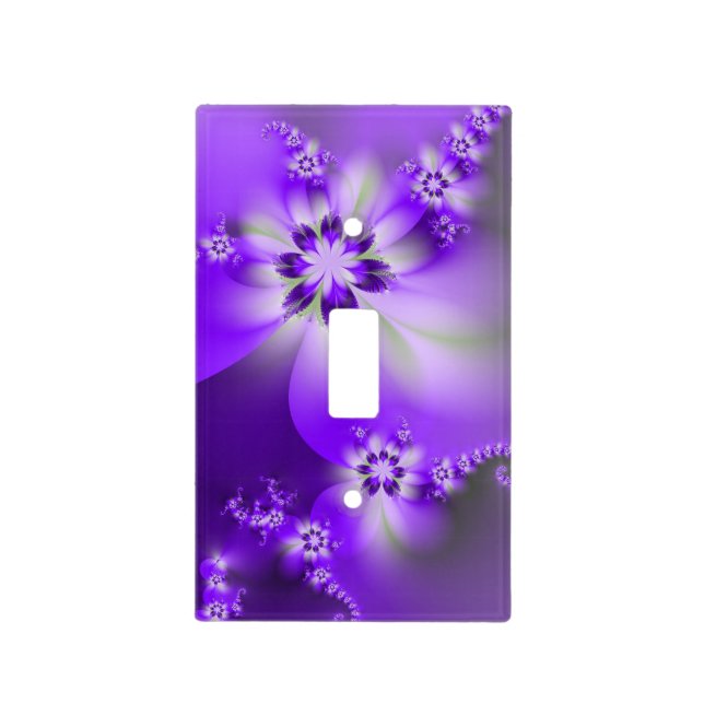 Lavender Purple Blue Violet Orchid Flowers Light Switch Cover (Front)