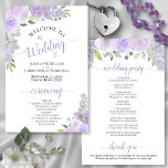 Lavender Purple Boho Floral Budget Wedding Program<br><div class="desc">These wedding programs are elegant and tasteful, while still being budget friendly. The design features a bevy of hand painted watercolor roses and flowers in shades of dusty purple, lilac, and lavender surrounded by eucalyptus leaves and garden foliage. The typography features lacy script calligraphy, and there is room for details...</div>