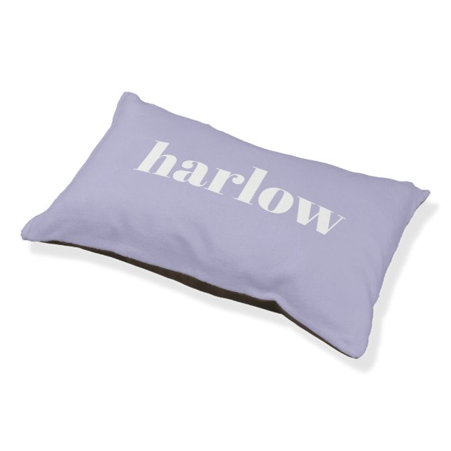 Lavender Purple Bold Name Monogram Pet Bed (Angled)