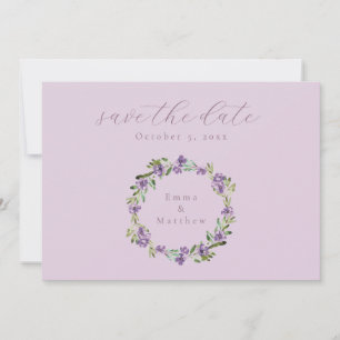 Lavender Purple Botanical Wreath QR Save The Date