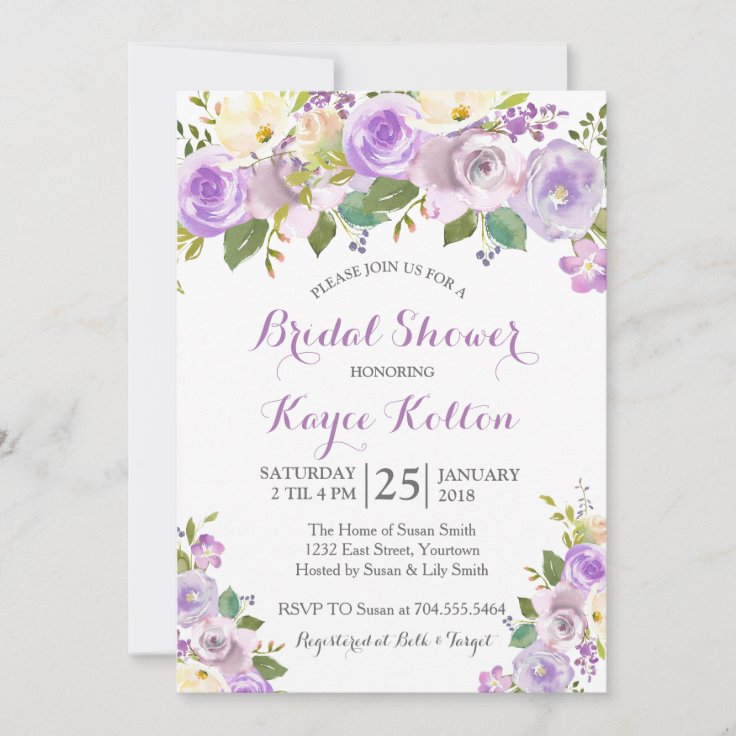 Lavender Purple bridal shower invitation Zazzle