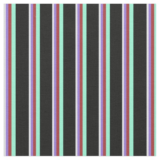 Lavender, Purple, Brown, Aquamarine & Black Lines Fabric
