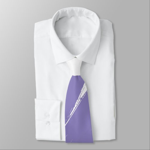 Lavender Purple Brush Modern White Background Neck Tie