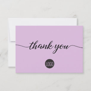 Lavender purple  Business logo Customer Thank you Card