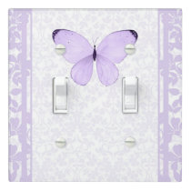 Lavender Purple Butterfly Floral Girls Bedroom Light Switch Cover