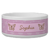 Lavender Purple Butterfly With Faux Gold Foil Look Bowl (Front)