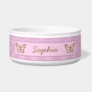 Lavender Purple Butterfly With Faux Gold Foil Look Bowl