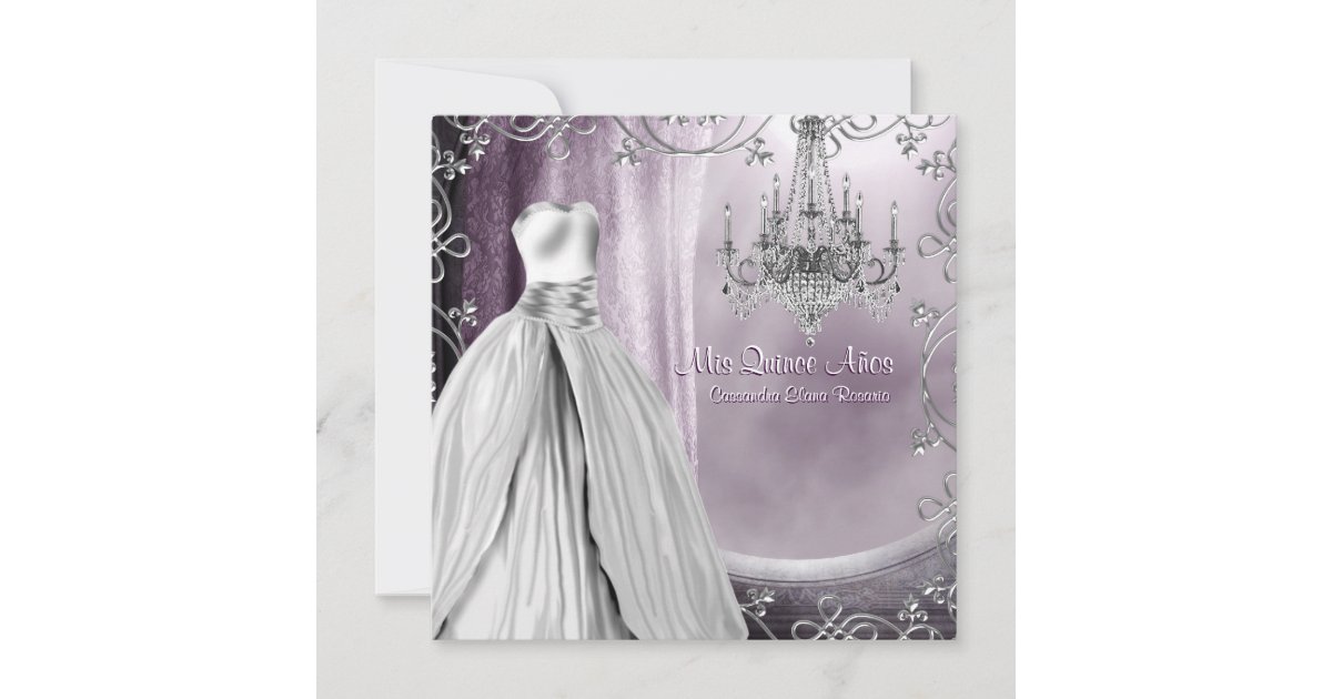 Lavender Purple Chandelier Purple Quinceanera Invitation | Zazzle