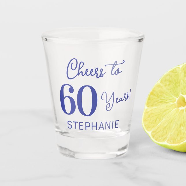 Lavender Purple Cheers to 60 Years 60th Birthday Shot Glass (Front)