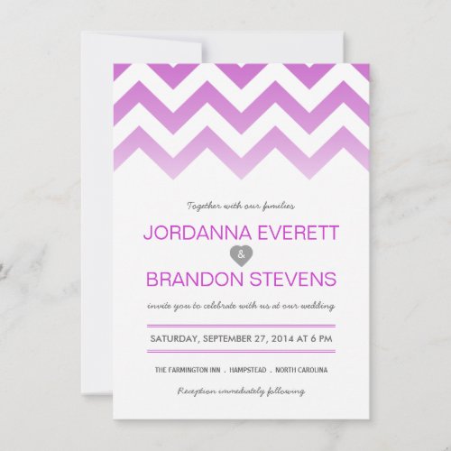 Lavender Purple Chevron Ombre Wedding Invitations