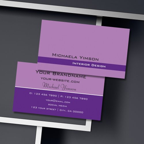 Lavender Purple Classic Simple and Professional Business Card