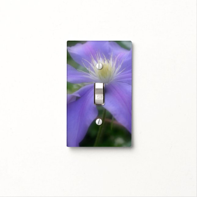 Lavender Purple Clematis Flower Nature Light Switch Cover (In Situ)