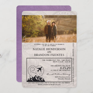 Lavender Purple Colorado Passport Wedding Invitation