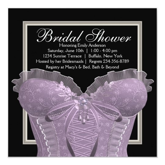 Lavender Purple Corset Bridal Shower Card