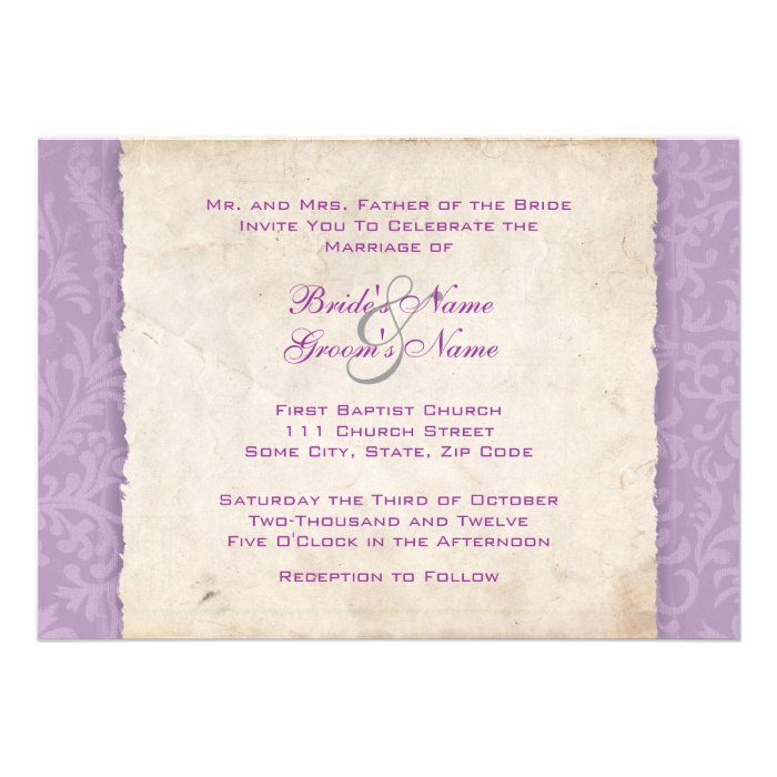 Lavender Purple Country Wedding Invitation