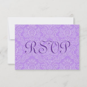 Lavender Purple Custom RSVP Damask Wedding V044 Card